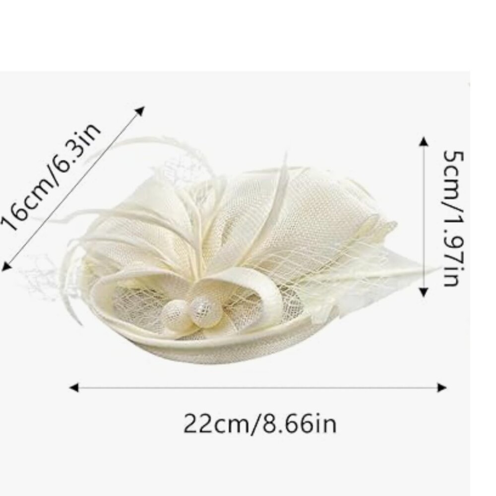 π€ Ivory π€ Vintage-style Fascinator and Gloves - Picture 6 of 8